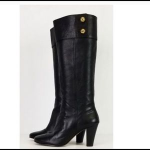 Kate Spade black boots with gold buttons